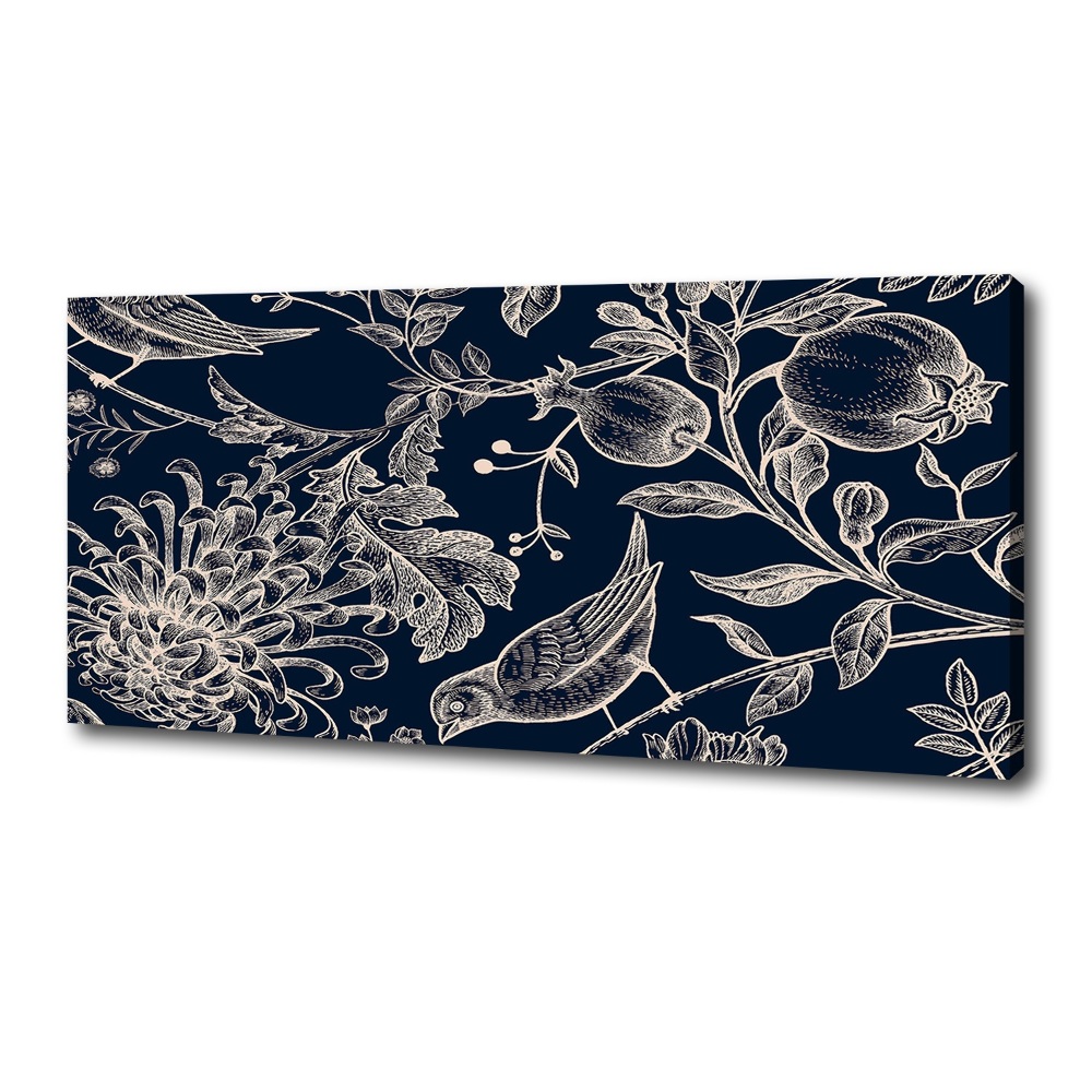 Tableau toile imprimée Fleurs et oiseaux