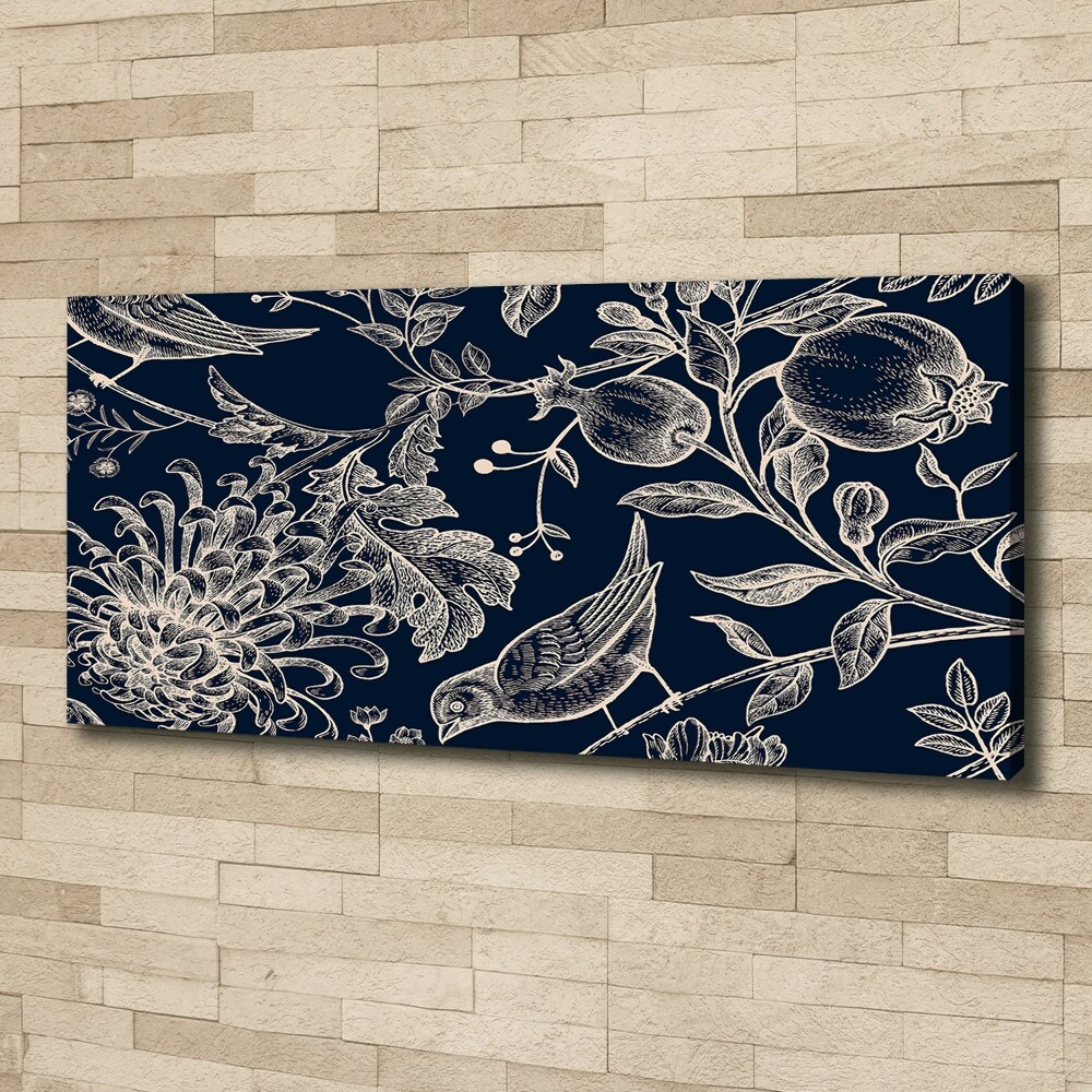 Tableau toile imprimée Fleurs et oiseaux