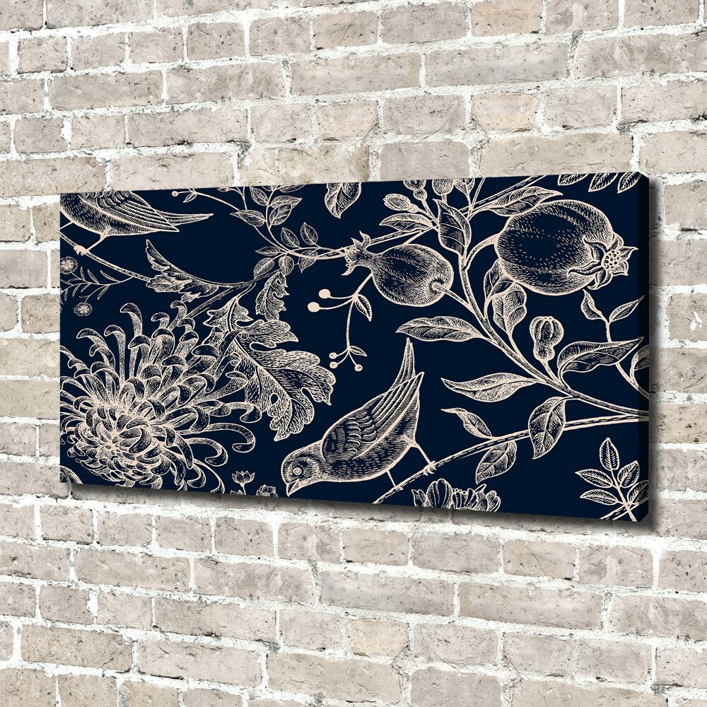 Tableau toile imprimée Fleurs et oiseaux