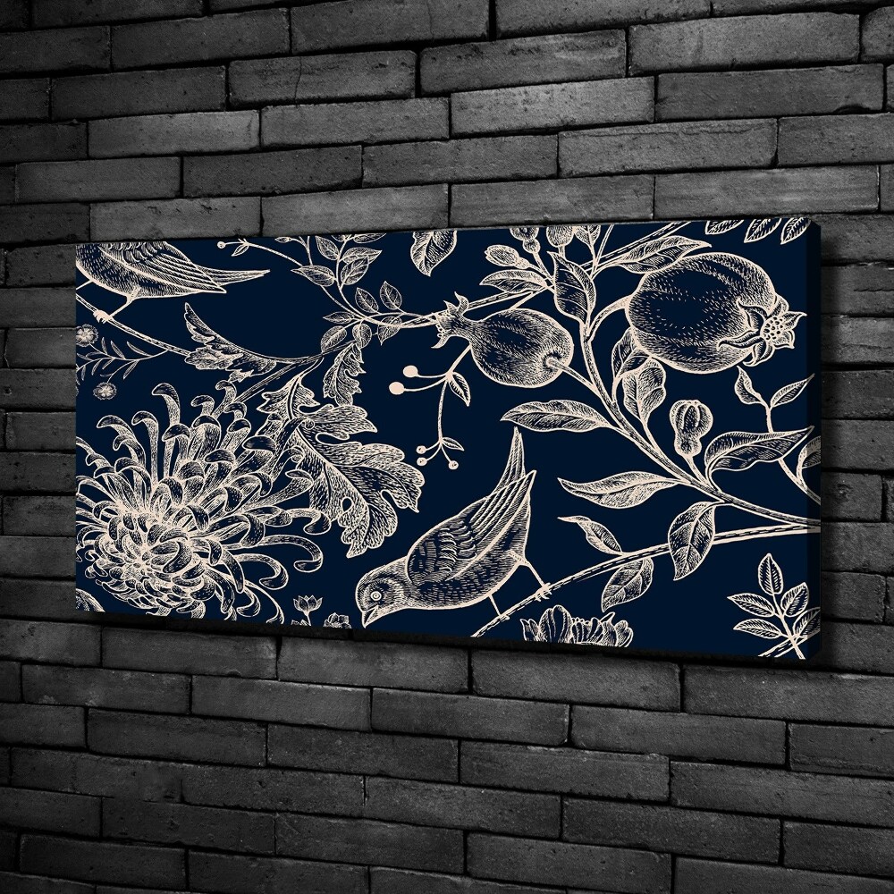 Tableau toile imprimée Fleurs et oiseaux