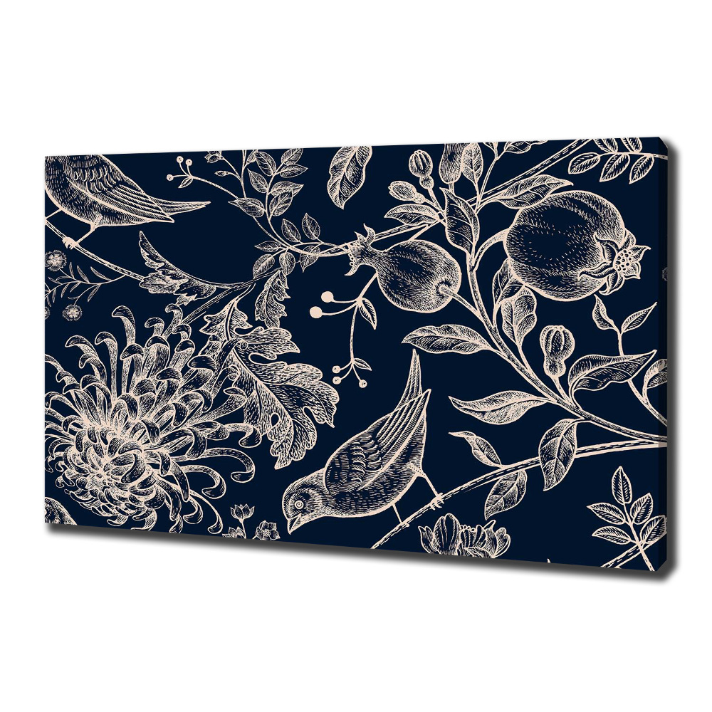 Tableau toile imprimée Fleurs et oiseaux