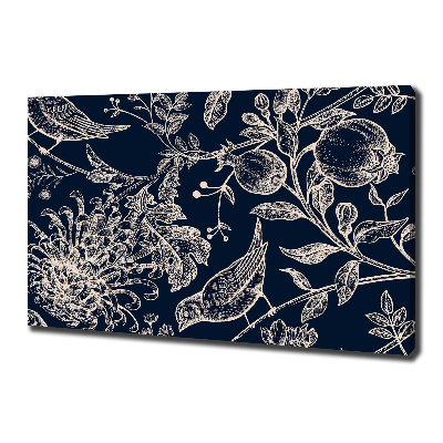 Tableau toile imprimée Fleurs et oiseaux