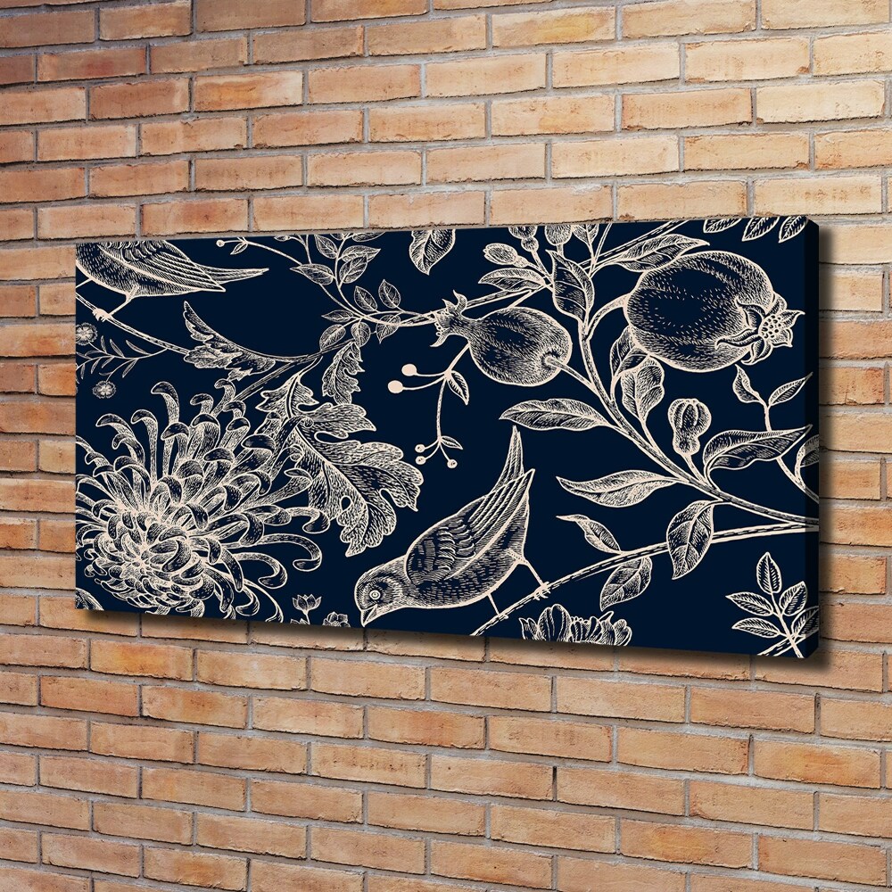 Tableau toile imprimée Fleurs et oiseaux