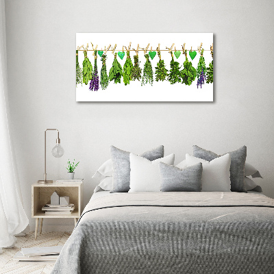 Tableau toile imprimée Herbes sur un fil