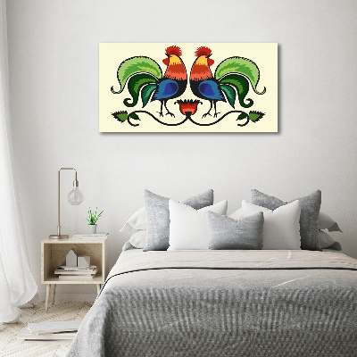 Tableau sur toile Motif folklorique des coqs