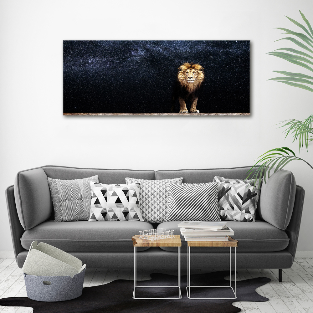 Tableau toile imprimée Lion sur fond d'étoiles