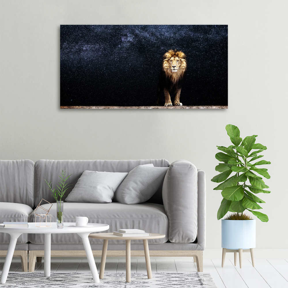 Tableau toile imprimée Lion sur fond d'étoiles