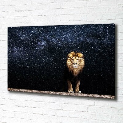 Tableau toile imprimée Lion sur fond d'étoiles