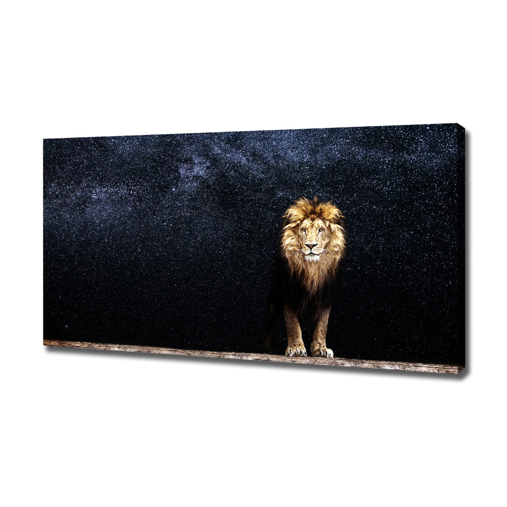 Tableau toile imprimée Lion sur fond d'étoiles