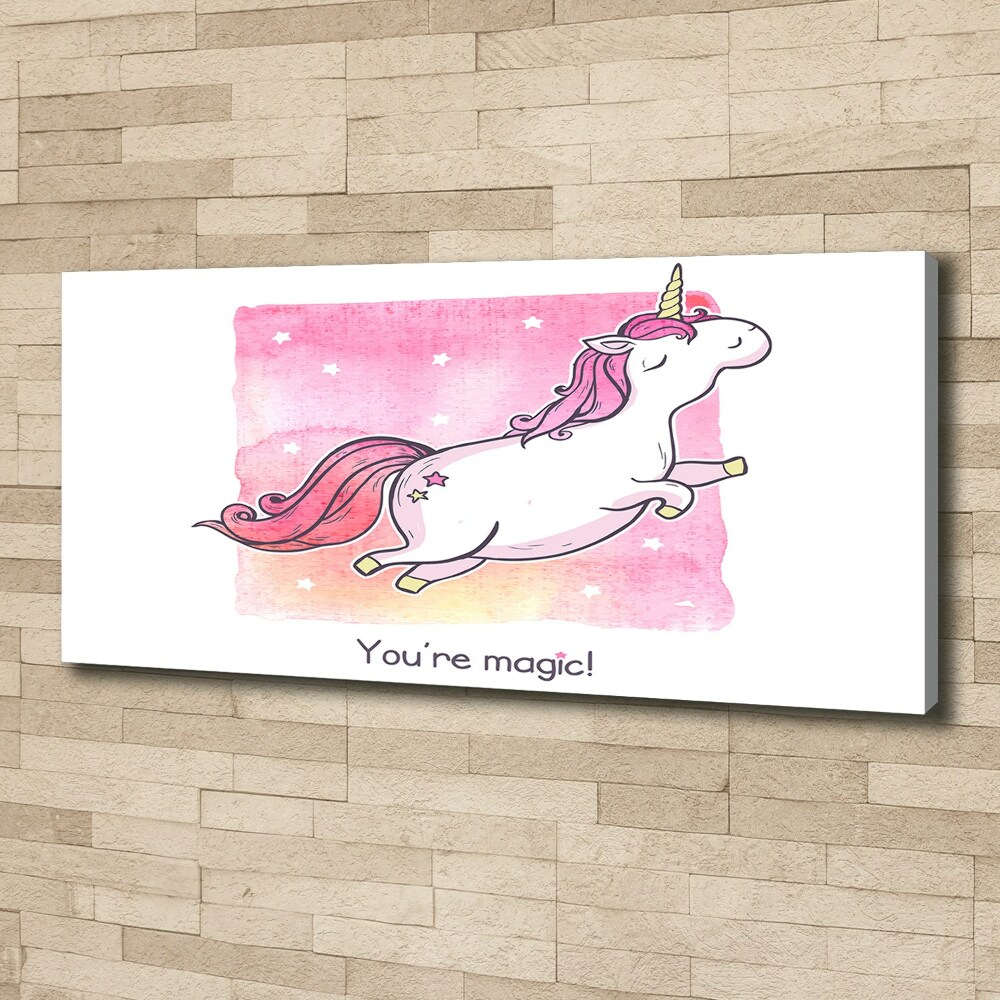 Tableau mural sur toile Licorne rose