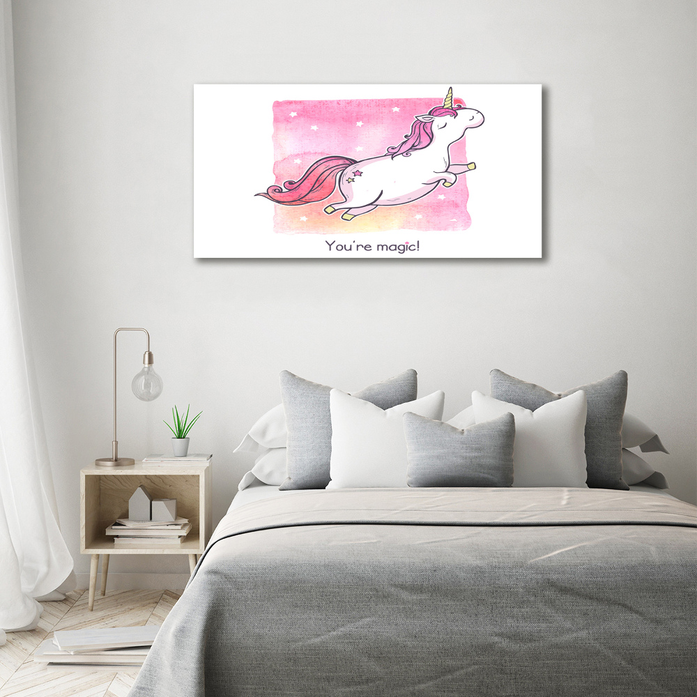 Tableau mural sur toile Licorne rose