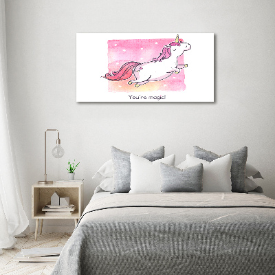 Tableau mural sur toile Licorne rose