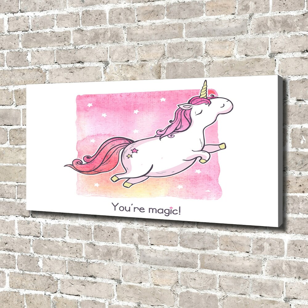 Tableau mural sur toile Licorne rose