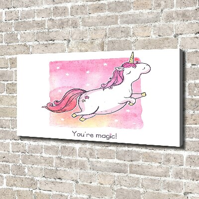 Tableau mural sur toile Licorne rose