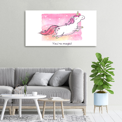 Tableau mural sur toile Licorne rose