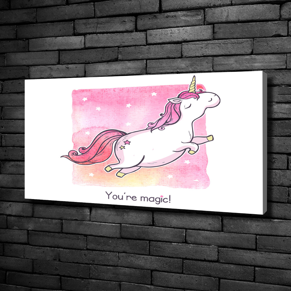 Tableau mural sur toile Licorne rose