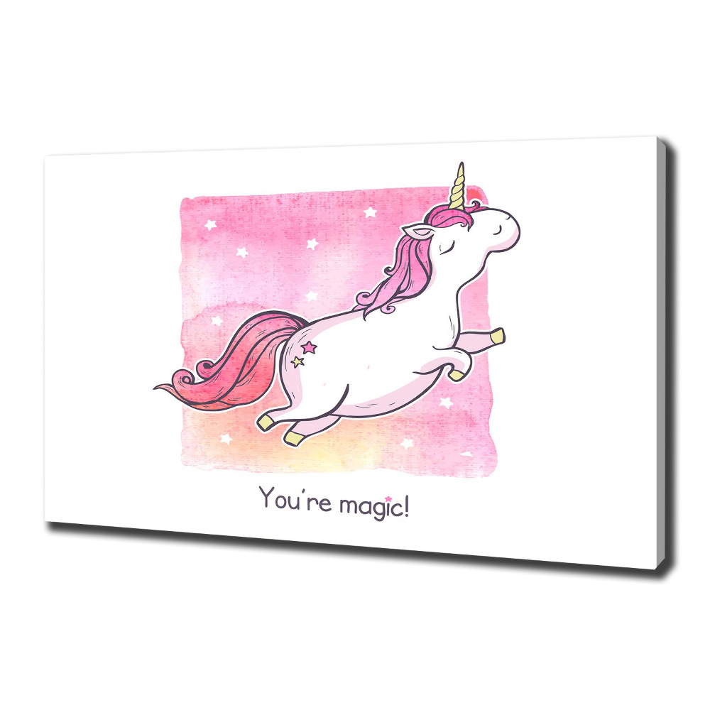 Tableau mural sur toile Licorne rose