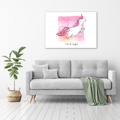 Tableau mural sur toile Licorne rose