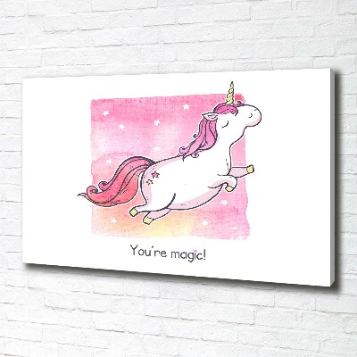 Tableau mural sur toile Licorne rose