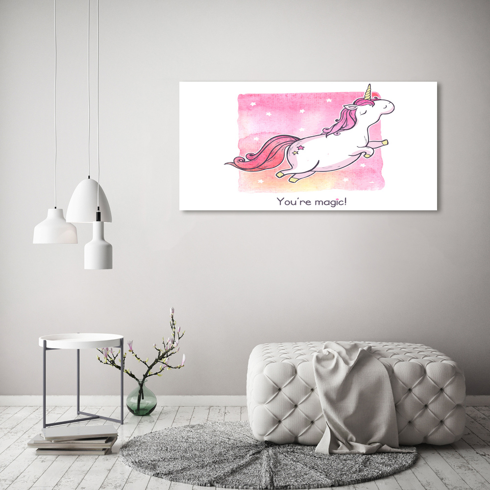 Tableau mural sur toile Licorne rose