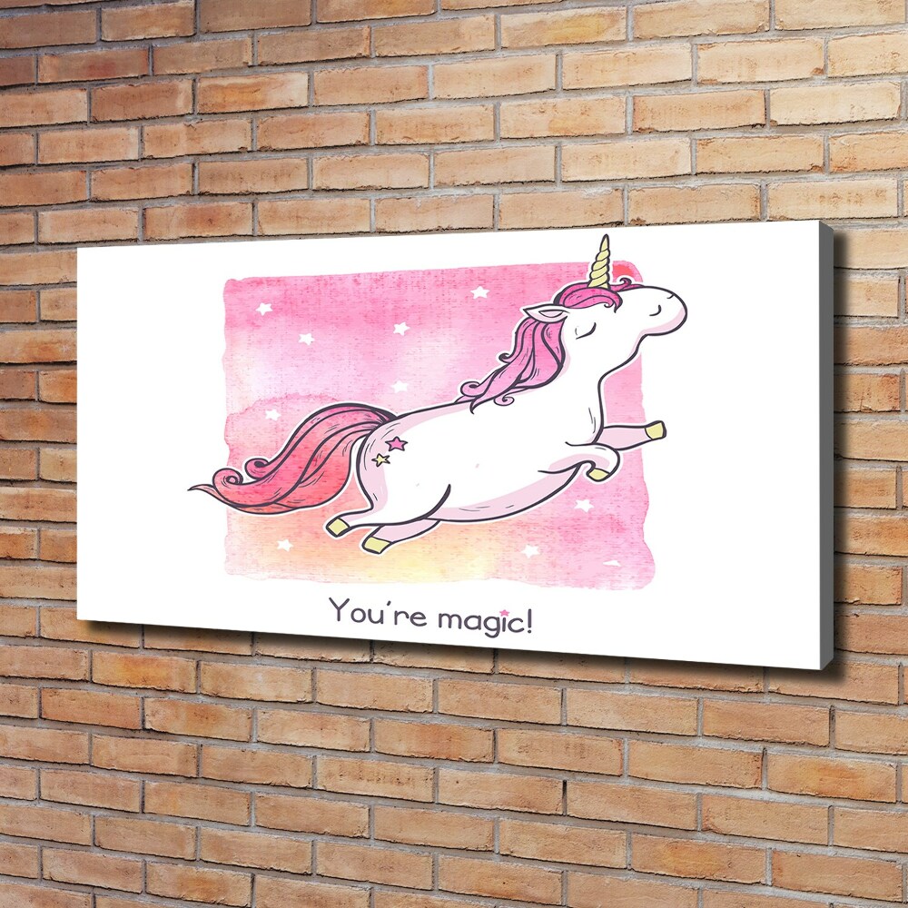 Tableau mural sur toile Licorne rose