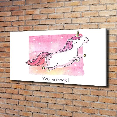 Tableau mural sur toile Licorne rose