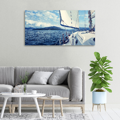 Tableau imprimé sur toile Yacht devant la mer