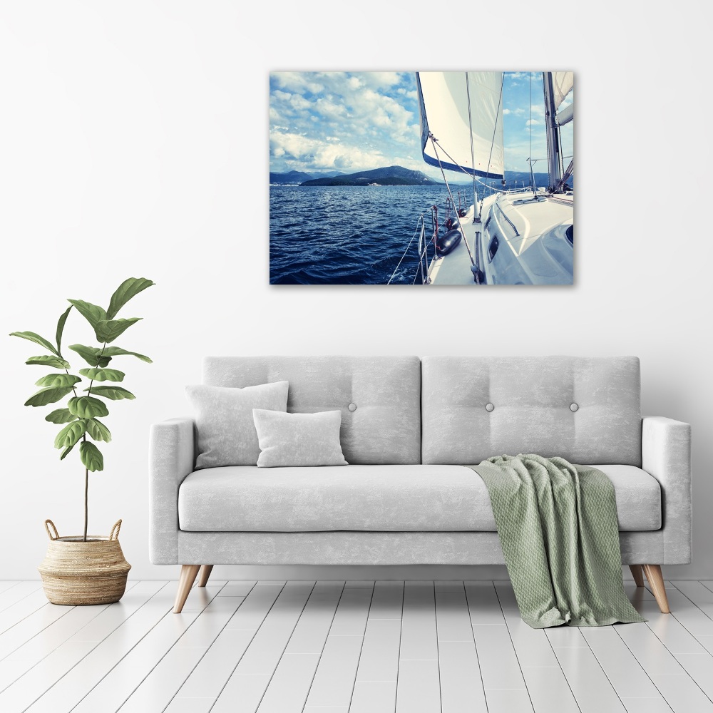 Tableau imprimé sur toile Yacht devant la mer