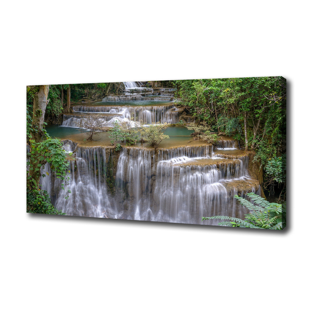 Tableau imprimé sur toile Cascade dans la forêt