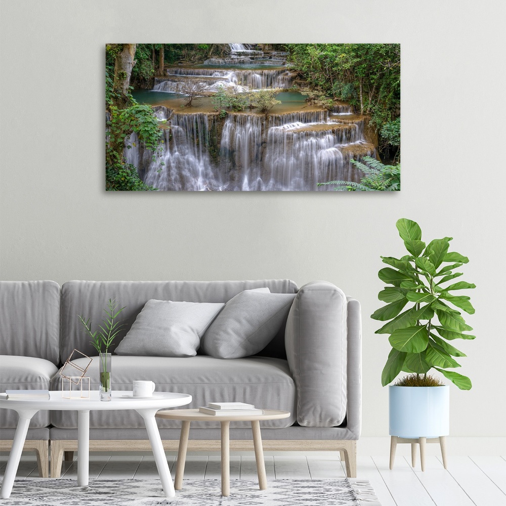 Tableau imprimé sur toile Cascade dans la forêt