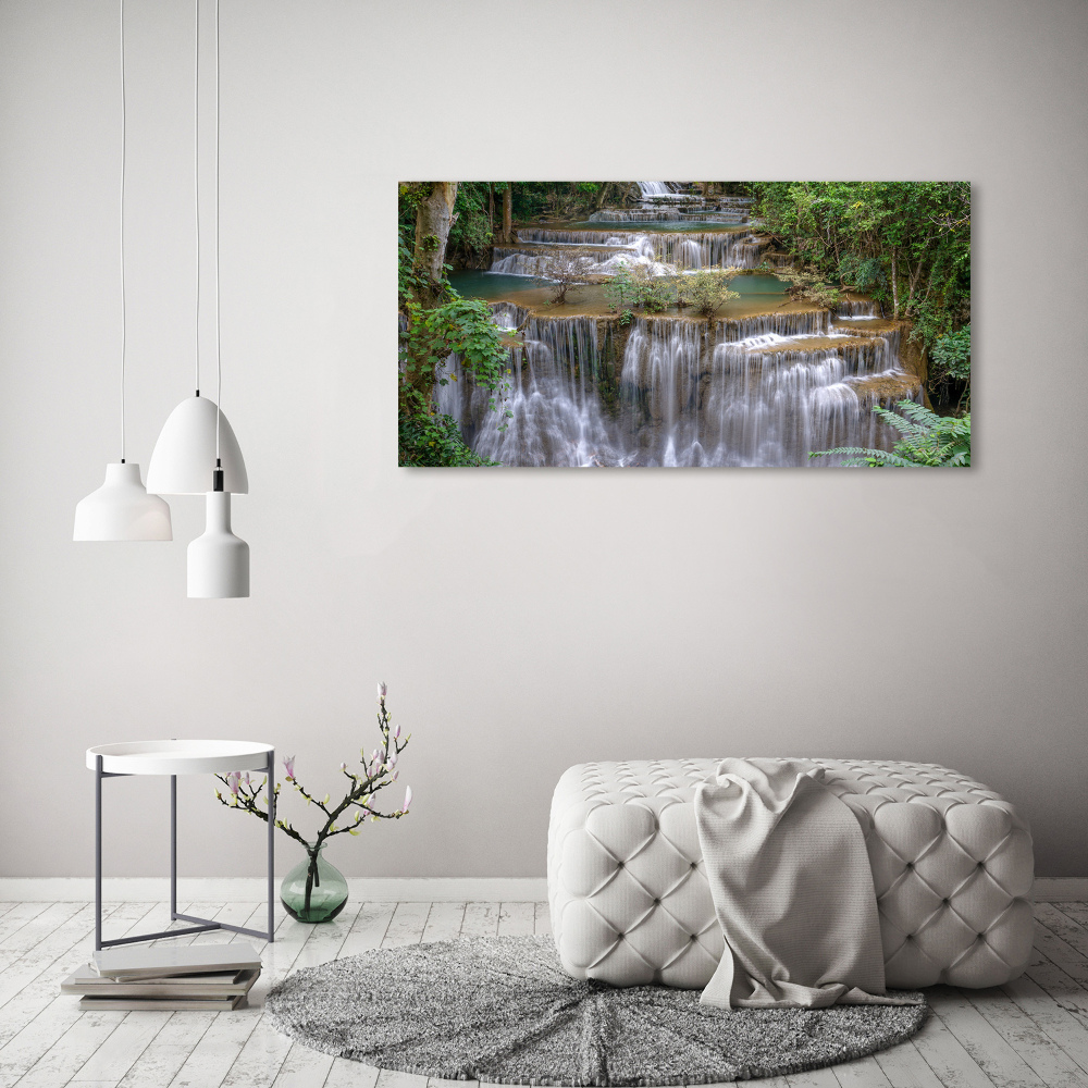 Tableau imprimé sur toile Cascade dans la forêt