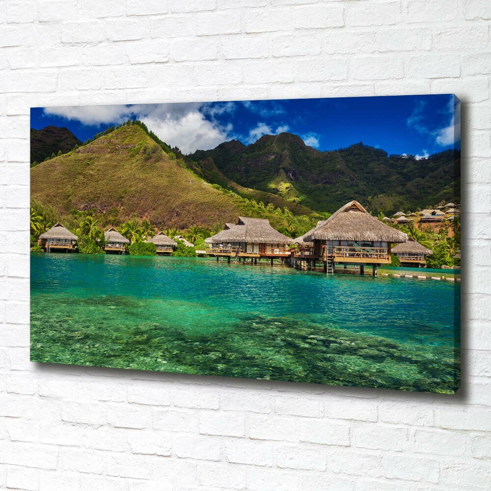 Tableau photo sur toile Bungalows sur l'eau