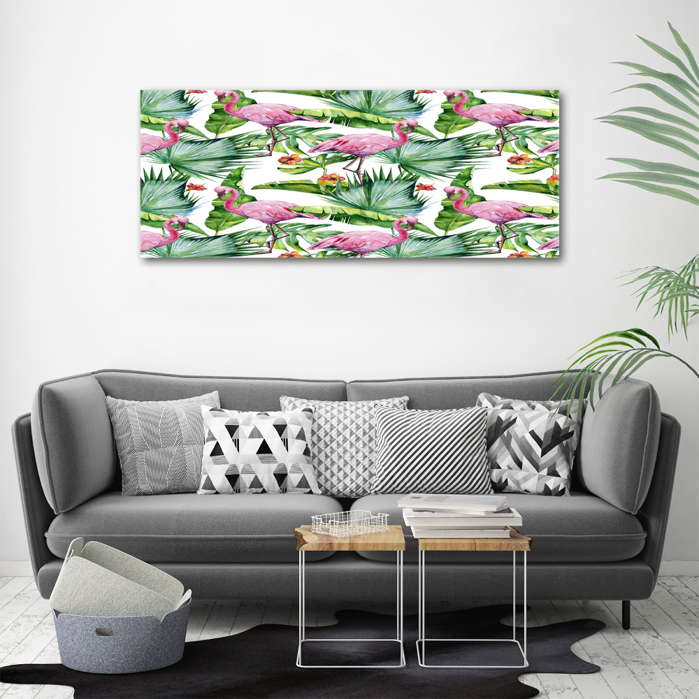 Tableau photo sur toile Flamants et plantes