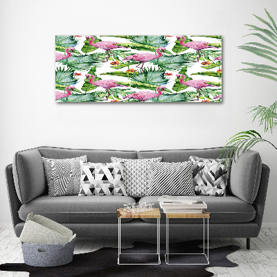 Tableau photo sur toile Flamants et plantes