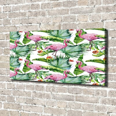 Tableau photo sur toile Flamants et plantes