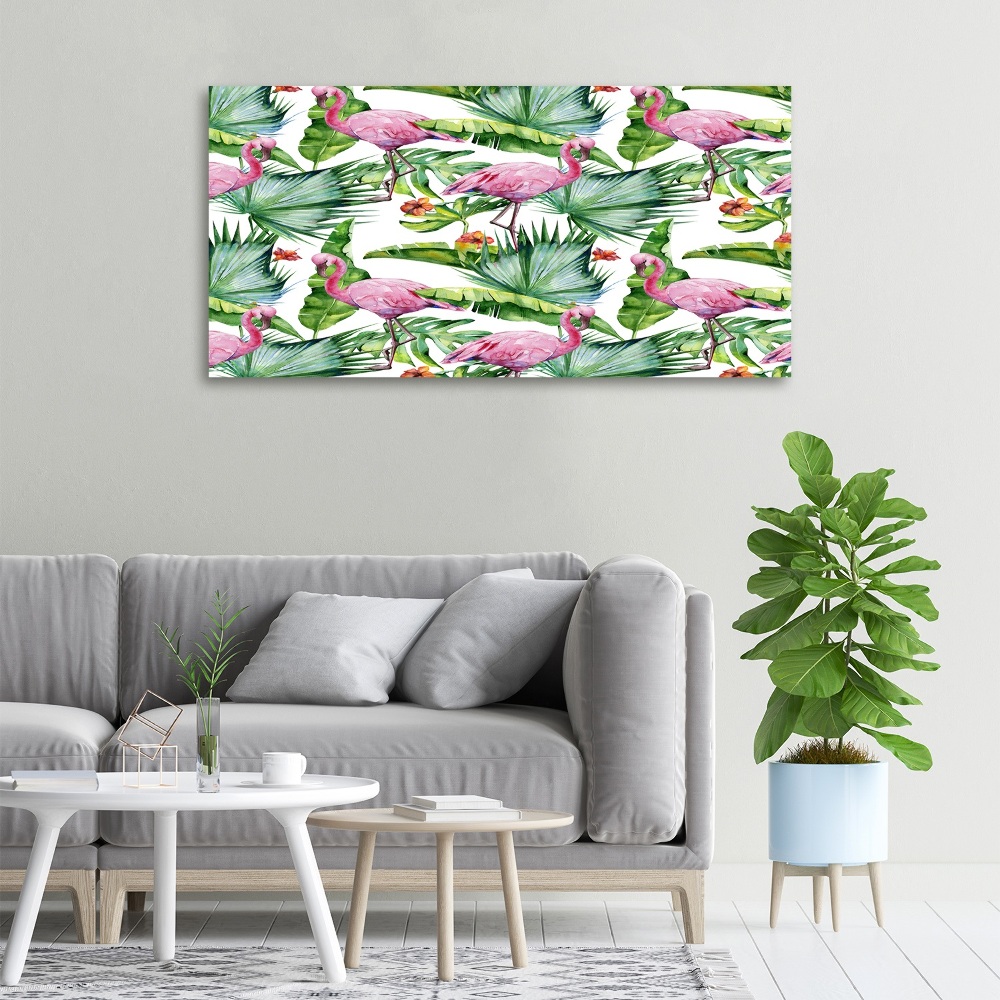 Tableau photo sur toile Flamants et plantes