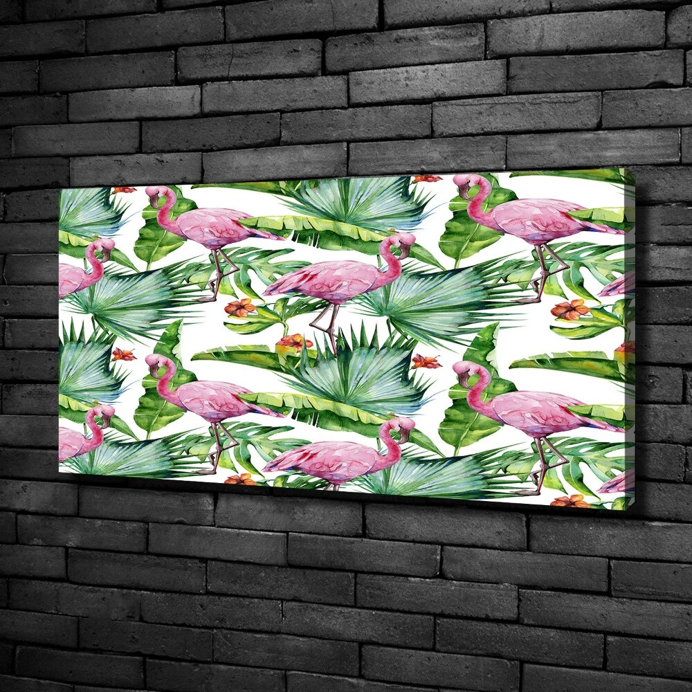 Tableau photo sur toile Flamants et plantes