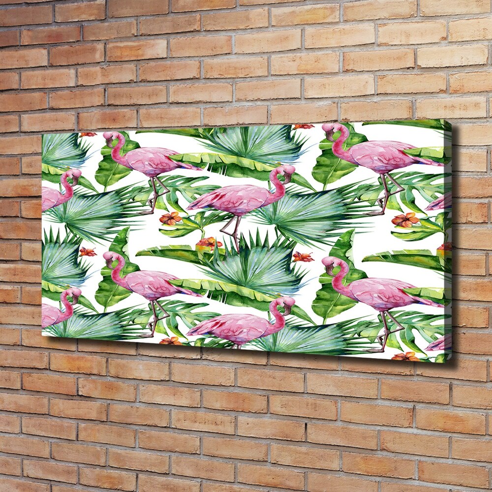 Tableau photo sur toile Flamants et plantes