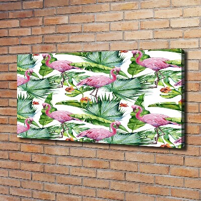 Tableau photo sur toile Flamants et plantes