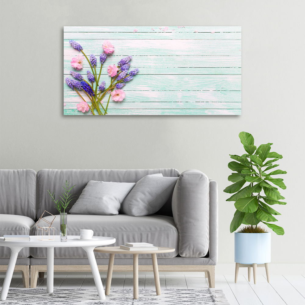 Tableau sur toile Lavande sur bois