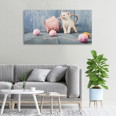 Tableau imprimé sur toile Chat blanc et houes