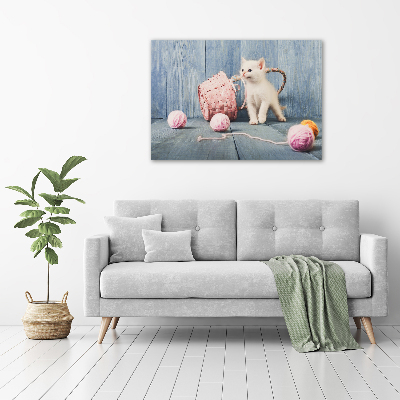 Tableau imprimé sur toile Chat blanc et houes