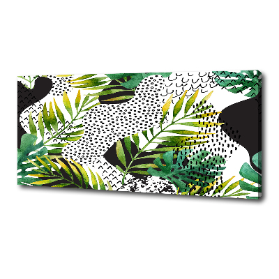 Tableau photo sur toile Feuilles tropicales motif géométrique