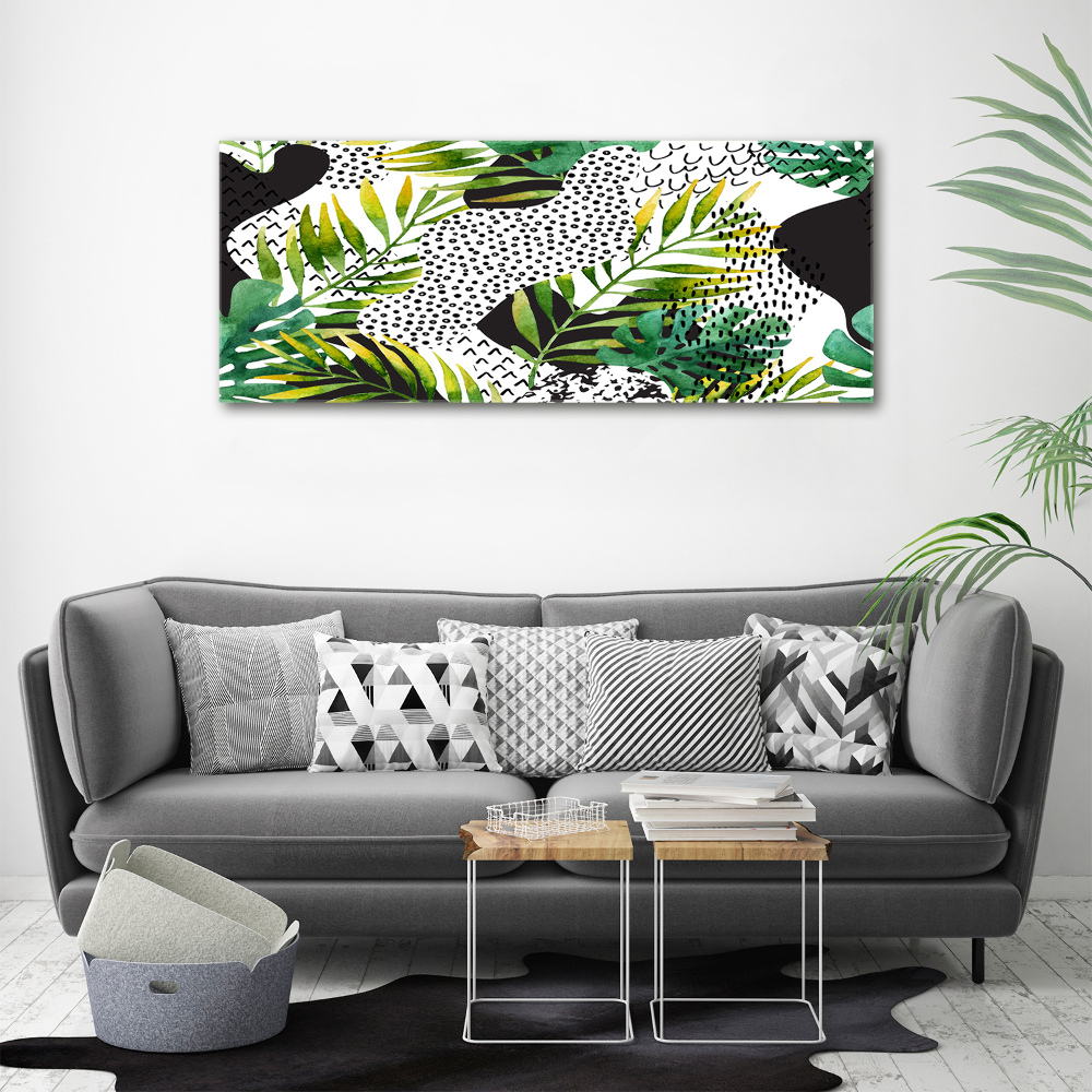 Tableau photo sur toile Feuilles tropicales motif géométrique