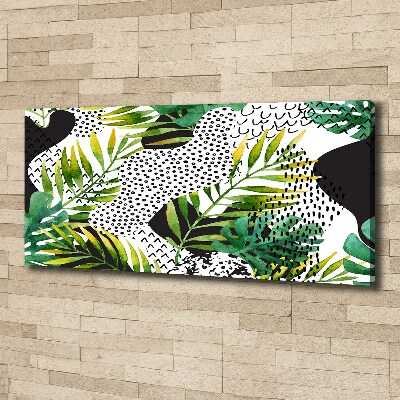 Tableau photo sur toile Feuilles tropicales motif géométrique