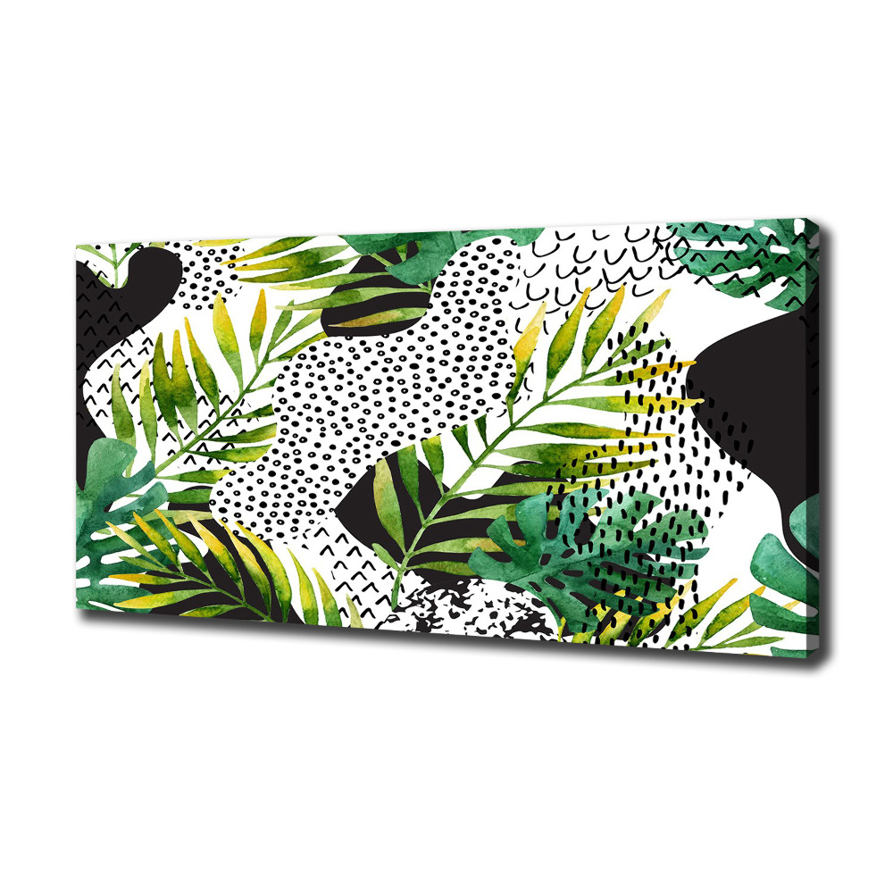 Tableau photo sur toile Feuilles tropicales motif géométrique