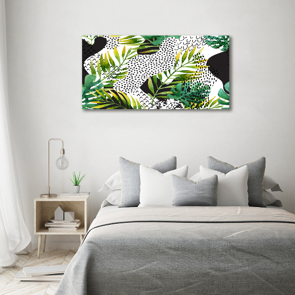 Tableau photo sur toile Feuilles tropicales motif géométrique