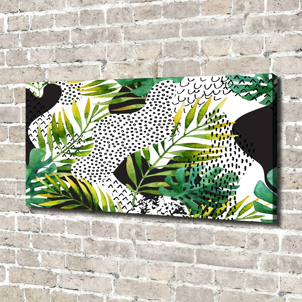 Tableau photo sur toile Feuilles tropicales motif géométrique