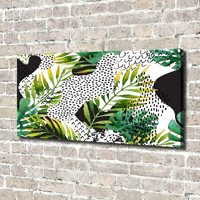 Tableau photo sur toile Feuilles tropicales motif géométrique