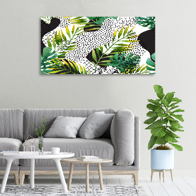 Tableau photo sur toile Feuilles tropicales motif géométrique